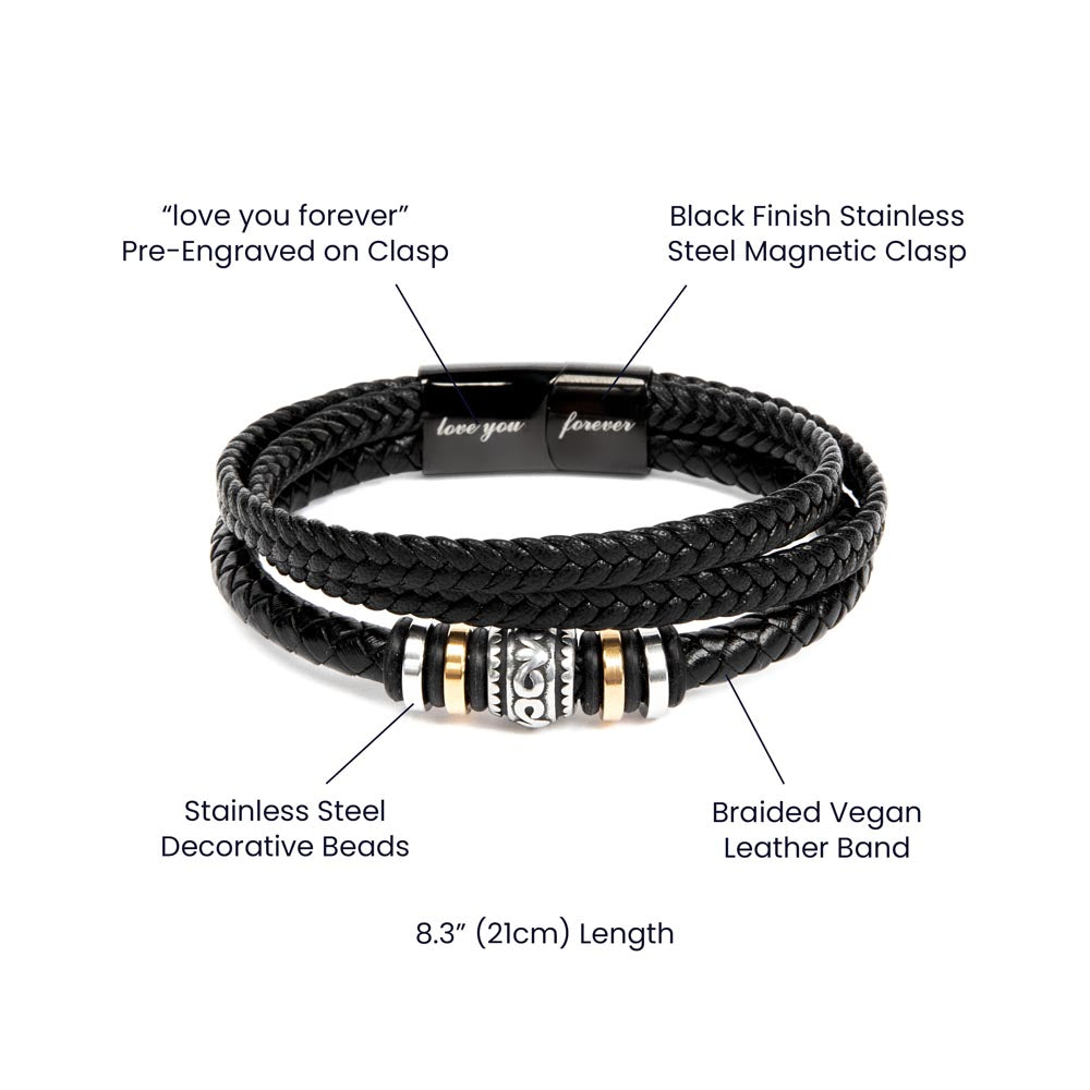 Genuine Leather Bracelet - Personalized Gift for Him