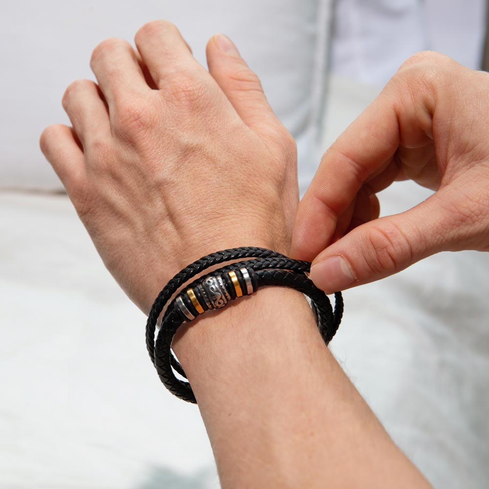 Genuine Leather Bracelet - Personalized Gift for Him